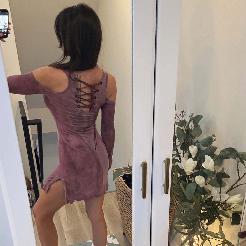 Salvage Cold Shoulder Mini Dress in Mauve - Picture 3 of 16